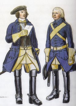 Officer och ryttare vid Smålands dragonregemente ca 1700